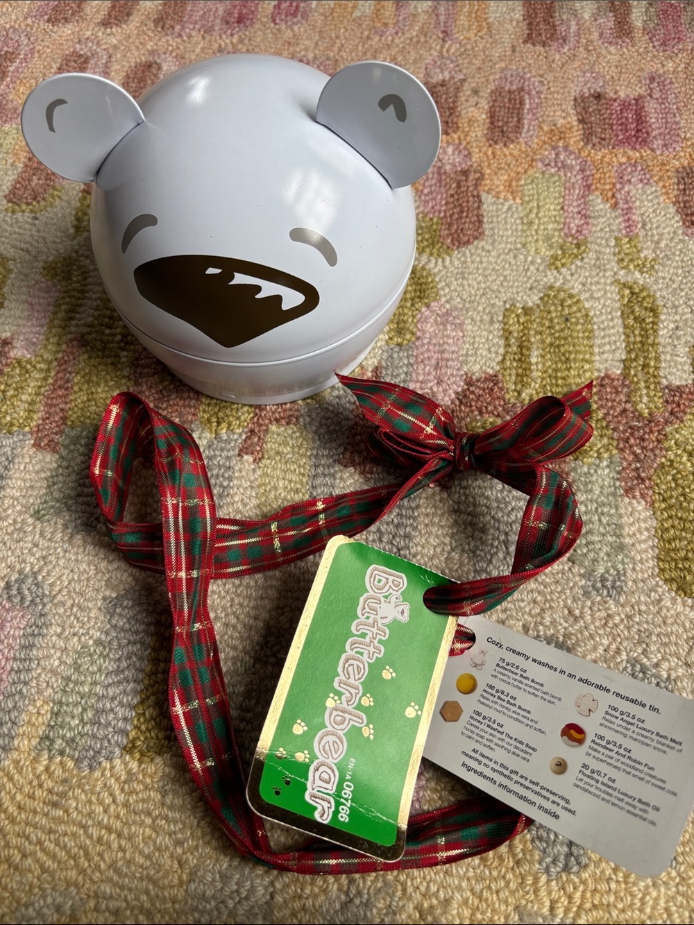 Lush Butterbear 10” Decorative Metal Storage Tin Rare Christmas Collector’s find - Picture 10 of 16